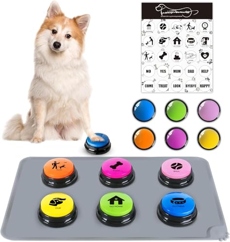 ATPWONZ 10 x Hundetasten, Sprechtraining, Hundetrainingstaste, Hundetasten für Kommunikation, Hundetrainingssummer, Hunde-Taste beschreibbar (kommt mit zwei Muster-Aufklebern) von ATPWONZ