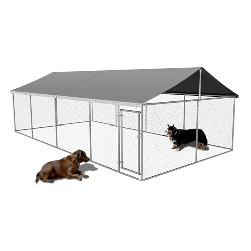 ATTAV Hundegehege für den Außenbereich, robust, Netzstoff, großer Käfig, Haustierzwinger, Stahlzaun mit sicherem Schloss (50 x 25 cm) von ATTAV