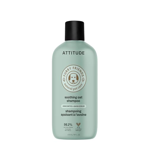 ATTITUDE Beruhigendes Shampoo für Katzen und Hunde, pflanzliche und mineralische Inhaltsstoffe, vegan, parfümfrei, 473 ml von ATTITUDE