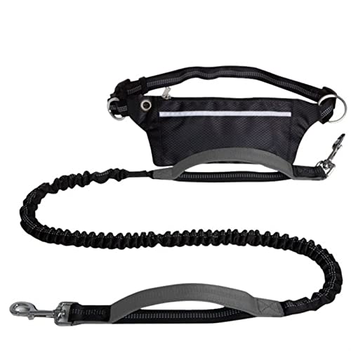 ATUMY Verstellbare Führleine Hundeleine Freihändige Hundeleine mit Gürteltasche Reflektierende Jogginghunde Traktionsseil Ausziehbarer Bungee-Hund(Gray) von ATUMY