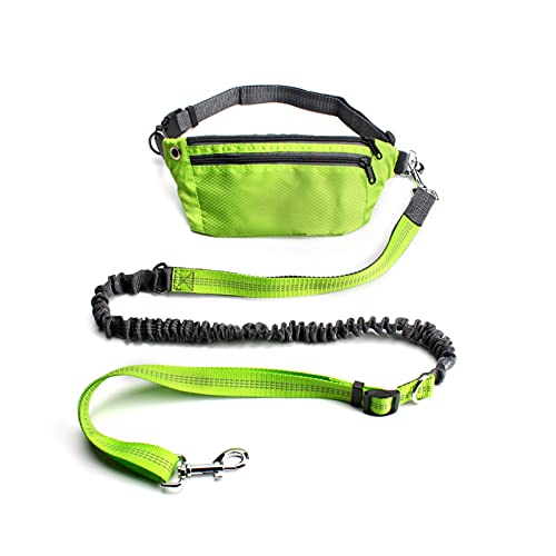 ATUMY Verstellbare Führleine Hundeleine Jogging Training Wandern Retractable Bungee Dog Waist Leash für große Hunde Zubehör(Green Set) von ATUMY