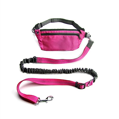 ATUMY Verstellbare Führleine Hundeleine Jogging Training Wandern Retractable Bungee Dog Waist Leash für große Hunde Zubehör(Pink Set) von ATUMY