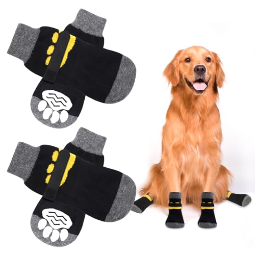AUAUY 2 Paar Indoor Anti-Rutsch Socken für Hunde, Einem Weichen Haustierschutz, Antirutschsocken Hund Mit Klettverschluss, Hartholzböden in Innenräumen, Hundesocken für Kleine Mittlere Große Hunde-L AUAUY 2 Paar Indoor Anti-Rutsch Socken für Hunde, Einem Weichen Haustierschutz, Antirutschsocken Hund Mit Klettverschluss, Hartholzböden in Innenräumen, Hundesocken für Kleine Mittlere Große Hunde-L von AUAUY