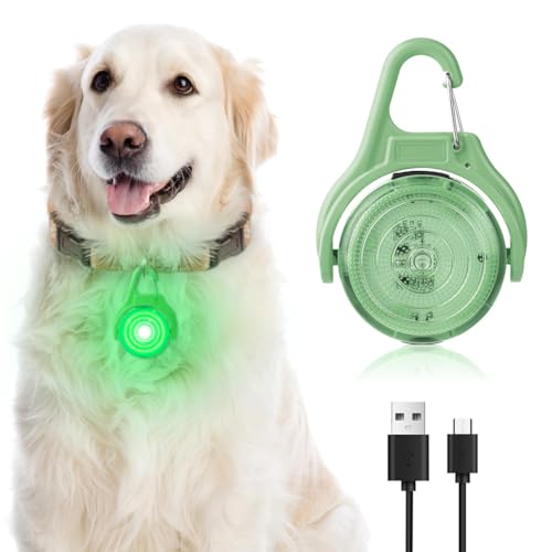 AUAUY LED Blinklicht, 4 Modis Hundelicht USB Aufladbar Wasserdichtes Sicherheitslicht Reflektoren Licht für Schulranzen, Sicherheitslicht Anhänger für Wandern Laufen Joggen Haustier Kleidung-Grün von AUAUY