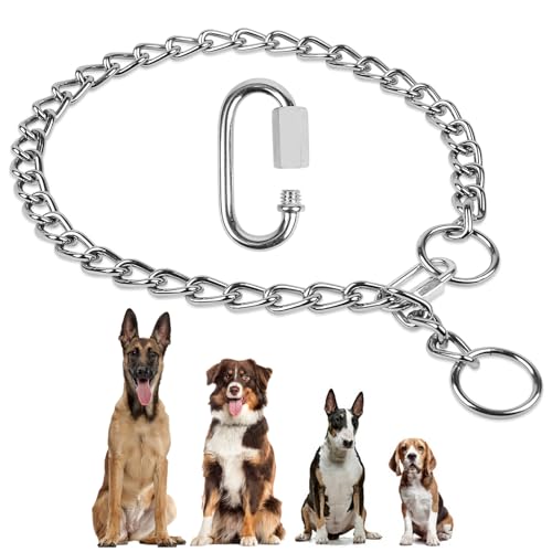 AUAUY Kettenhundkragen, Edelstahl Hundehalskette, Verstellbare Hunde Halsband mit Verbindungsverschluss, Hunde Kette zum Hundetraining, Halskette P-Kettenkragen für Hunden (L: 60 cm, Ø 3,5 mm) von AUAUY