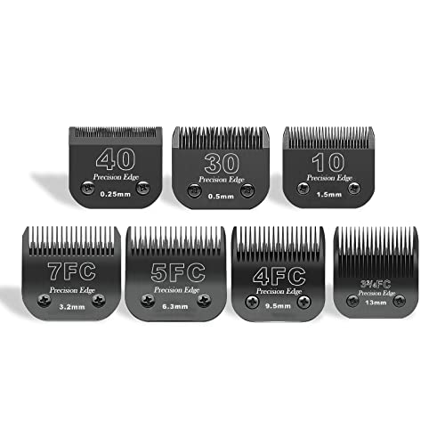 10/30/40/7FC/5FC/4FC/3FC Edelstahl Hundeschermaschinenklingen,kompatibel mit Heiniger/Andis/Oster A5/Wahl KM10 Serie,7er-Pack-Schwarz 10/30/40/7FC/5FC/4FC/3FC Edelstahl Hundeschermaschinenklingen,kompatibel mit Heiniger/Andis/Oster A5/Wahl KM10 Serie,7er-Pack-Schwarz von AUDOC