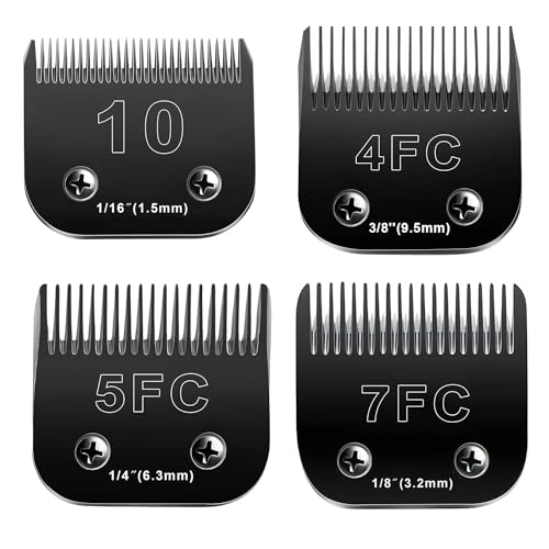 10 Klingen für Hundepflege, kompatibel mit Andis/Oster A5/Wahl KM-10 Serie, abnehmbare Schermaschinen-Ersatzklinge (4 Stück #10+4FC+5FC+7FC) von AUDOC
