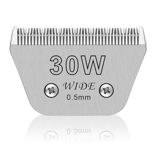AUDOC 30W breite,abnehmbare Klingen für die Fellpflege von Haustieren,kompatibel mit den Schermaschinen Andis,Oster A5,Wahl KM10/Moser 45/Masterclip A5,Schnittlänge 1/50 Zoll (0,5 mm) von AUDOC