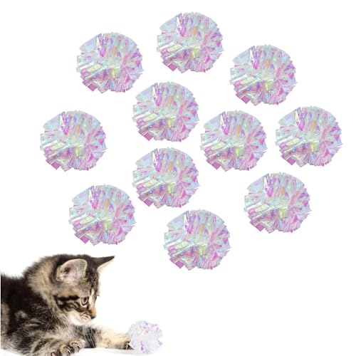 AUEAR, 20 Stück farbstofffreie Knisterbälle, 4,6 cm, Mylar-Kräuselbälle, Klänge, glänzende Kätzchen-Glitzerbälle für Katzen AUEAR, 20 Stück farbstofffreie Knisterbälle, 4,6 cm, Mylar-Kräuselbälle, Klänge, glänzende Kätzchen-Glitzerbälle für Katzen von AUEAR