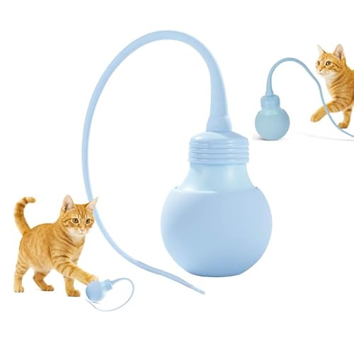 Katzenball Elektrisch, Interaktiver Katzenspielzeug mit Schwanz für Katzen, Spielzeug Katzen Selbstbeschäftigung Elektrisch Ball, Interaktives Spielzeug für Katzen Wiederaufladbar über USB (Blau) von AUEJACKY