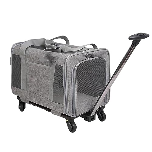 AUHAIEM Katzentransportbox Hundetransportbox Mit RäDern Abnehmbare Und Faltbare Haustier-Reisetasche FüR Reisen Wandern Camping,Dark Gray,48 * 32 * 38cm von AUHAIEM