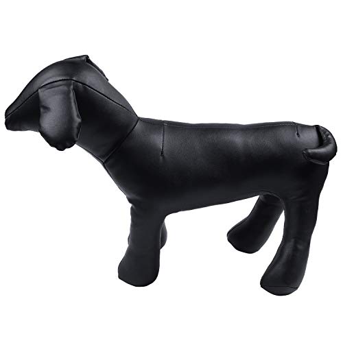 AUNEVN Leder Hund Schaufensterpuppen Stehend Stellung Hund Modelle Spielzeug Haustier Tier Geschaeft Schaufensterpuppe Schwarz M von AUNEVN