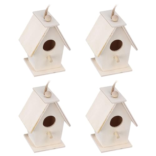 4PCs Hängende Vogelhäuser, Innovative Unvollendete Holzvogelnester Im Freien Vogelhäuser für Gartenbalkon Courtyard Dekoration von AUNMAS