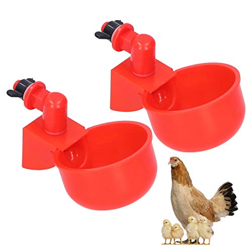 AUNMAS Automatischer Hühner-Wasserbecher, Automatisch Befüllende Tränke-Geflügel-Trinkschüssel, Rote Plastik-Trinkschüssel für Geflügel-Taube-Vogel, 2 Stück von AUNMAS