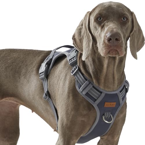 AUNZO Hundegeschirr, kein Ziehen, leicht zu laufen, ausbruchsicher, mit Griff, reflektierend, mit 2 Leinenclips und 3 Schnallen, kein Reiben, kein Würgen, Neufundländer, Alaska, Deutscher Schäferhund AUNZO Hundegeschirr, kein Ziehen, leicht zu laufen, ausbruchsicher, mit Griff, reflektierend, mit 2 Leinenclips und 3 Schnallen, kein Reiben, kein Würgen, Neufundländer, Alaska, Deutscher Schäferhund von AUNZO