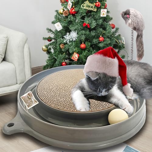 AUOON Katzenkratzspielzeug, Katzenspielzeug, Kratzkissen, Kratzspielzeug, Post-Pad, interaktives Training, Übung, Spielspielzeug mit Ball (grau) von AUOON
