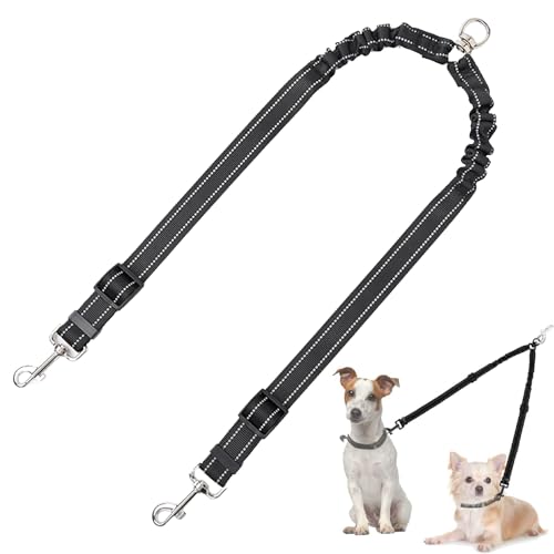 Doppelter Hundeleinen-Koppler, kein Verheddern, 360° drehbar, doppelte Hundeleine, Splitter, verstellbar, stoßdämpfend, Bungee, reflektierend, Doppelleine für zwei Haustiere, Hunde, mittelgroß Doppelter Hundeleinen-Koppler, kein Verheddern, 360° drehbar, doppelte Hundeleine, Splitter, verstellbar, stoßdämpfend, Bungee, reflektierend, Doppelleine für zwei Haustiere, Hunde, mittelgroß von AUPERTO