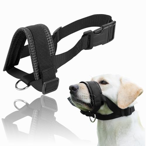 Maulkorb für Hunde, verstellbare Schlaufe, atmungsaktiv, schwarz, schützt vor Beißen, Kauen und Bellen für große Hunde, Größe L Maulkorb für Hunde, verstellbare Schlaufe, atmungsaktiv, schwarz, schützt vor Beißen, Kauen und Bellen für große Hunde, Größe L von AUPERTO