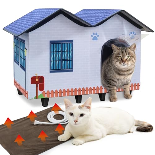 Beheizte Katzenhäuser für Indoor/Outdoor-Katzen mit großem, erhöhtem beheiztem Katzenbett für sichere Wildkatzen, einfach zu montieren Beheizte Katzenhäuser für Indoor/Outdoor-Katzen mit großem, erhöhtem beheiztem Katzenbett für sichere Wildkatzen, einfach zu montieren von AUPETEK