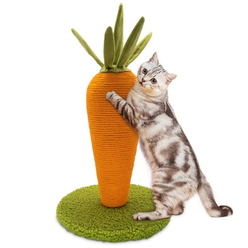 AUSCAT Kratzbaum Karotte, 42cm Süße Möhre Kratzsäule für Katzen, Kratzstamm aus Natursisal Indoor für Kätzchen von AUSCAT