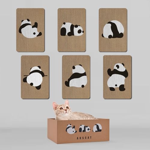 AUSCAT Kratzbrett für Katzen, 7 STK. Kratzpappe mit Box, Wandmontierte Kratzbretter für Möbelschutz, 37 x 24 cm, Panda Design AUSCAT Kratzbrett für Katzen, 7 STK. Kratzpappe mit Box, Wandmontierte Kratzbretter für Möbelschutz, 37 x 24 cm, Panda Design von AUSCAT