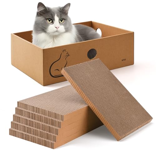 AUSCAT Kratzbrett Katze mit Box, 6 STK. Doppelseitige Kratzpappe für Katzen, Wellpappe Kratzbrett für Katzen Indoor, 37x27x13 cm AUSCAT Kratzbrett Katze mit Box, 6 STK. Doppelseitige Kratzpappe für Katzen, Wellpappe Kratzbrett für Katzen Indoor, 37x27x13 cm von AUSCAT
