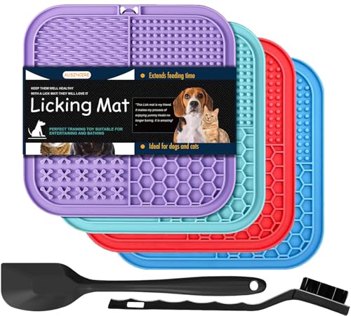 AUSINCERE Leckmatte für Hunde und Katzen, 20,1 cm Leckpad mit Saugnäpfen, langsames Fressnapf für Training und Baden, Fellpflege, 4 Stück AUSINCERE Leckmatte für Hunde und Katzen, 20,1 cm Leckpad mit Saugnäpfen, langsames Fressnapf für Training und Baden, Fellpflege, 4 Stück von AUSINCERE