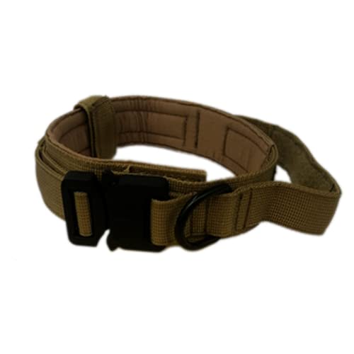 AUSUKY Taktisches Militär-Hunde-Trainingshalsband mit Metallschnalle für Hunde, strapazierfähig, Größe L, Braun von AUSUKY