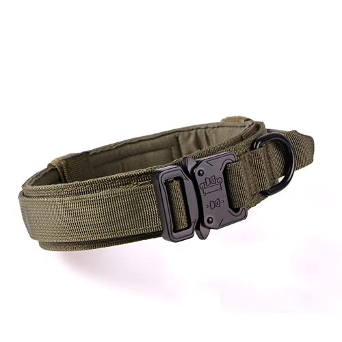 AUSUKY Taktisches Militär-Hunde-Trainingshalsband mit Metallschnalle für Hunde, strapazierfähig, Größe L, Grün von AUSUKY