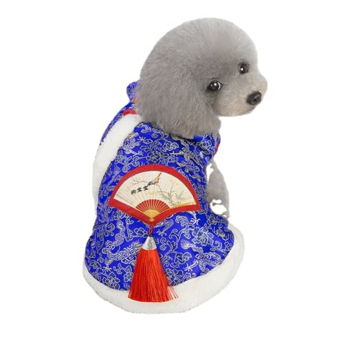 Haustier-Anzug für Hunde, Neujahr, chinesisches Frühjahrsfest, Welpen-Jumpsuit (Antikblau, XXL) von AUSUKY