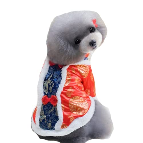 Haustier-Anzug für Hunde, Neujahr, chinesisches Frühjahrsfest, Welpen-Overall (Rot, M) von AUSUKY