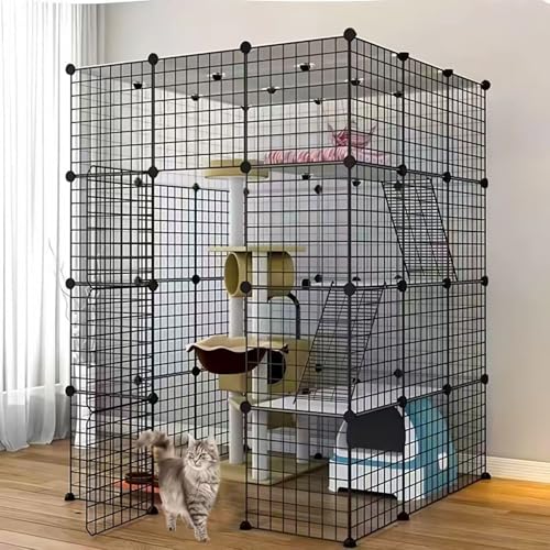 AUTO HIGH 4-stöckiger großer Katzenkäfig mit 5 Türen, 3 Leitern für 1–4 Katzen, DIY-Catio-Katzengehege, Innen-Metalldraht, Abnehmbarer Katzenkäfig, Laufstall, 105 x 105 x 140 cm, Katzenkäfig, schwarz AUTO HIGH 4-stöckiger großer Katzenkäfig mit 5 Türen, 3 Leitern für 1–4 Katzen, DIY-Catio-Katzengehege, Innen-Metalldraht, Abnehmbarer Katzenkäfig, Laufstall, 105 x 105 x 140 cm, Katzenkäfig, schwarz von AUTO HIGH
