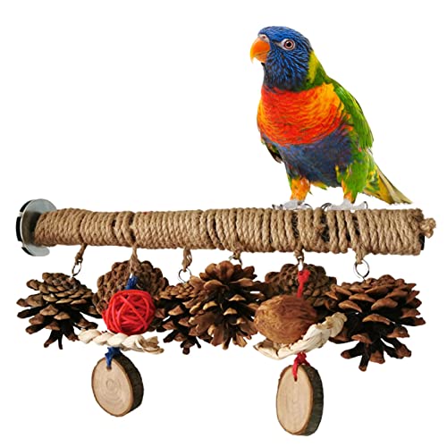 AUTOECHO Bird Stand | Bird Cage Perch Bird Stand,Conure Perch Parakeet Toys with Pine Cones, Bird Cage Accessories for Conures Parrots Finches Lovebirds von AUTOECHO