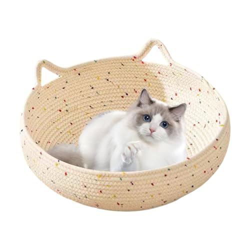 AUTOECHO Gewebtes Katzenbett, rund, gewebtes, atmungsaktives Katzenbett, Korb, rutschfeste Haustierbetten für kleine Hunde und Kätzchen AUTOECHO Gewebtes Katzenbett, rund, gewebtes, atmungsaktives Katzenbett, Korb, rutschfeste Haustierbetten für kleine Hunde und Kätzchen von AUTOECHO