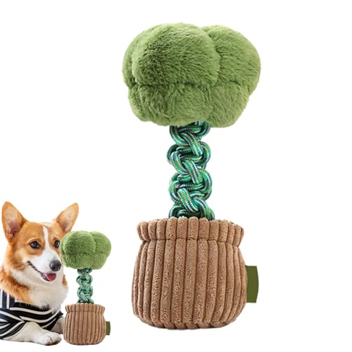 AUTOECHO Hundespielzeug für zahnende Welpen,Tauziehen-Knoten-Quietschspielzeug für Hunde - Langlebiges Haustierspielzeug, pflanzliches Plüschtier, interaktives Hundespielzeug für kleine, mittelgroße von AUTOECHO