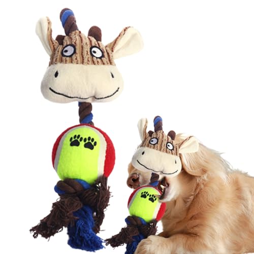 AUTOECHO Kauspielzeug für Hunde,Interaktives Kauspielzeug für Hunde - Cord-Plüschspielzeug für mittelgroße Hunde, Beiß- und Knirschspielzeug mit Tennisbaumwolle und Seil von AUTOECHO