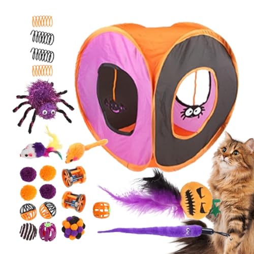 AUTOECHO Kitten Starter Kit Bundle, Interaktives Katzenspielzeug, Süßes Katzenspieltunnelspielzeug, Halloween Faltbare quadratische Kanal-Katzenspielzeugkiste, Kätzchenzubehör, Katzenfederstab, AUTOECHO Kitten Starter Kit Bundle, Interaktives Katzenspielzeug, Süßes Katzenspieltunnelspielzeug, Halloween Faltbare quadratische Kanal-Katzenspielzeugkiste, Kätzchenzubehör, Katzenfederstab, von AUTOECHO
