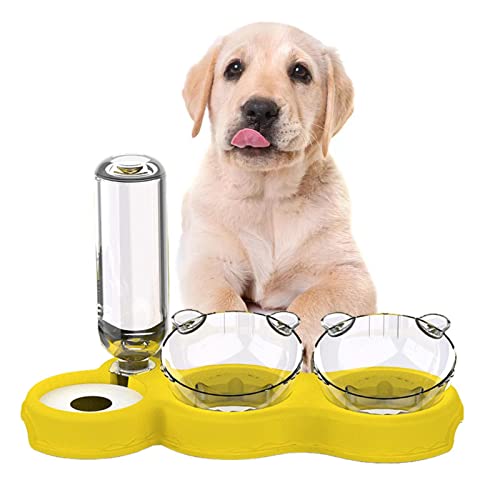 AUTOECHO Triple Dog Cat Bowls,15-Degree Tilted Dog Food Dishes | Cat Wet and Dry Food Bowl Set, Automatic Water Bowl and Food Feeder, Pet Feeding Supplies von AUTOECHO