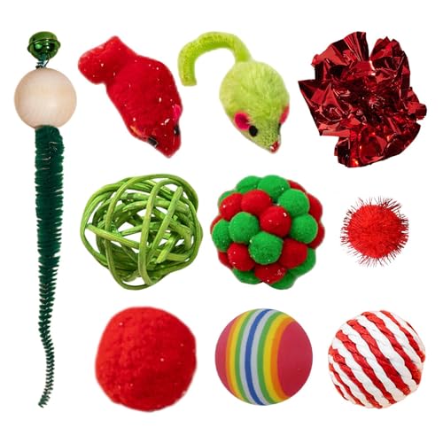 AUTOECHO Weihnachtsstrumpf Katzenspielzeug | Holiday Cat Teaser Variety Pack Spielzeug - Katzen-Beißspielzeug, Katzenspielzeug-Set mit verschiedenen Spielzeugen für interaktives Spielen, Training und AUTOECHO Weihnachtsstrumpf Katzenspielzeug | Holiday Cat Teaser Variety Pack Spielzeug - Katzen-Beißspielzeug, Katzenspielzeug-Set mit verschiedenen Spielzeugen für interaktives Spielen, Training und von AUTOECHO