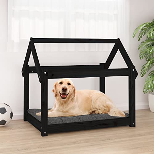 AUUIJKJF Pet Supplies Hundebett Schwarz 81x60x70cm Massivholz Kiefer Tiere & Haustierbedarf von AUUIJKJF