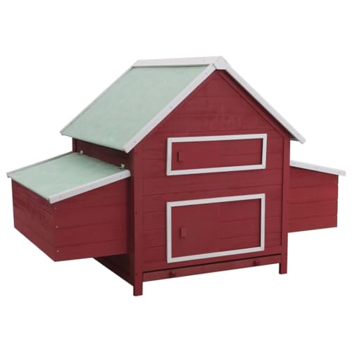 Pet Supplies Hühnerstall Rot 157x97x110cm Holz Tiere & Haustierbedarf von AUUIJKJF