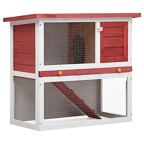 Pet Supplies Outdoor Kaninchenstall 1 Tür Rot Holz Tiere & Haustierbedarf von AUUIJKJF