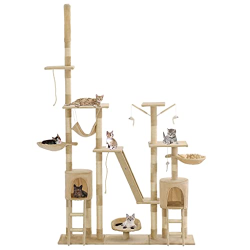 AUVYI Aktivitätskratzbäum mit Sisal-Kratzsäulen Beige 147x35x250 cm SKatzen-Spielplatz mit Aussichtsplattformen Ruhebereiche Kratzen Klettern Tätigkeitsbereich für Haustiere Katzenmöbel AUVYI Aktivitätskratzbäum mit Sisal-Kratzsäulen Beige 147x35x250 cm SKatzen-Spielplatz mit Aussichtsplattformen Ruhebereiche Kratzen Klettern Tätigkeitsbereich für Haustiere Katzenmöbel von AUVYI
