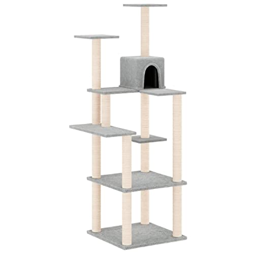 AUVYI Aktivitätskratzbäum mit Sisal-Kratzsäulen Hellgrau 47x47x153 cm Holz&Plüsch Katzen-Spielplatz mit Häusern Plattformen Alles-in-einem-Katzenturm Tätigkeitsbereich für Haustiere AUVYI Aktivitätskratzbäum mit Sisal-Kratzsäulen Hellgrau 47x47x153 cm Holz&Plüsch Katzen-Spielplatz mit Häusern Plattformen Alles-in-einem-Katzenturm Tätigkeitsbereich für Haustiere von AUVYI