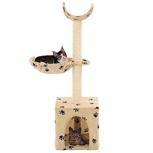 AUVYI Aktivitätskratzbäum mit Sisal-Säulen Beige mit Pfoten-Muster 30x30x105 cm Katzen-Spielplatz mit Aussichtsplattformen Ruhebereiche Plüschige Oberfläche Tätigkeitsbereich für Haustiere AUVYI Aktivitätskratzbäum mit Sisal-Säulen Beige mit Pfoten-Muster 30x30x105 cm Katzen-Spielplatz mit Aussichtsplattformen Ruhebereiche Plüschige Oberfläche Tätigkeitsbereich für Haustiere von AUVYI