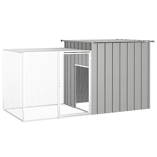 AUVYI Hühnerkäfig Grau 200x91x100 cm Hühner Gehege Metall Huhnerstall Voliere Kleintierstall Draußen Kleintierkäfig HüHnerkäfig aus Verzinkter Stahl von AUVYI