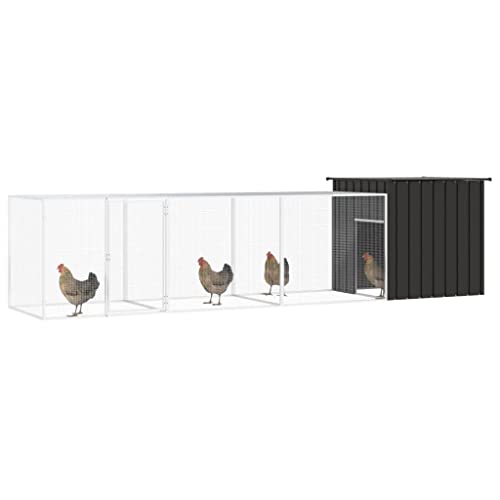 AUVYI Hühnerkäfig aus Verzinkter Stahl Anthrazit 400x91x100 cm Hühnergehege Außen Kleintierstall Draußen Hühner Gehege für Draußen Voliere für Draußen Tiergehege Alles-In-Einem-Hühnerstall von AUVYI