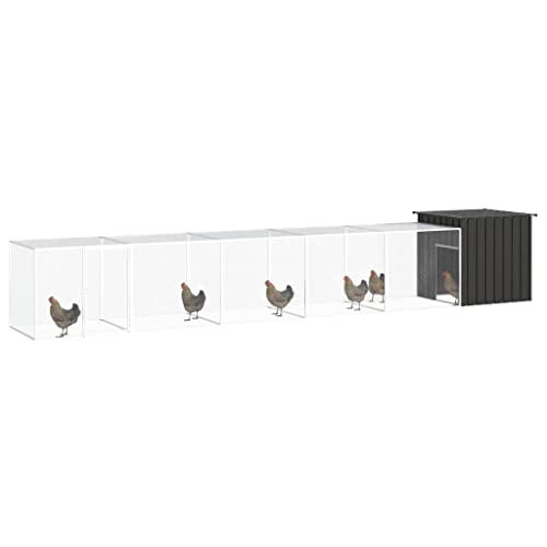 AUVYI Hühnerkäfig aus Verzinkter Stahl Anthrazit 600x91x100 cm Hühnergehege Außen Kleintierstall Draußen Hühner Gehege für Draußen Voliere für Draußen Tiergehege Alles-In-Einem-Hühnerstall von AUVYI