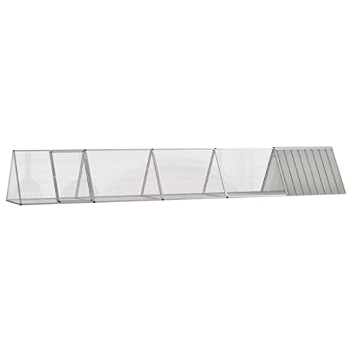 AUVYI Kaninchenkäfig 504,5x80,5x71 cm Grau Auslaufgehege für Kaninchen Hühner Gehege für Draußen Kleintierstall Draußen Kleintierkäfig Hasenfreilauf Hasenkäfig Outdoor Verzinkter Stahl von AUVYI