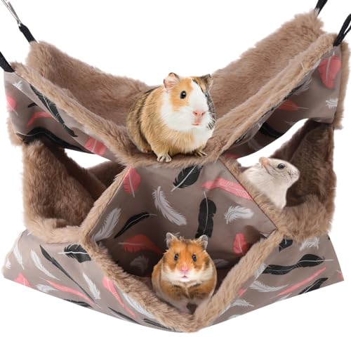 AUXSOUL Rattenhängematten für Käfig, 3-lagige Haustier-Hängematte, weiches Hamsterbett, warmes Chinchilla-Hängendes Haus, Plüsch-Zuckergleiterkäfig, Kleintierbetten zum Spielen und Schlafen (Braun) AUXSOUL Rattenhängematten für Käfig, 3-lagige Haustier-Hängematte, weiches Hamsterbett, warmes Chinchilla-Hängendes Haus, Plüsch-Zuckergleiterkäfig, Kleintierbetten zum Spielen und Schlafen (Braun) von AUXSOUL